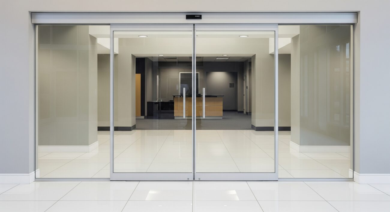 ประตูเลื่อนอัตโนมัติ เฟรมอลูมิเนียม