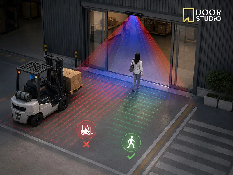 เซ็นเซอร์ประตูอุตสาหกรรม ระบบแยกแยะคนและรถโฟล์คลิฟท์ | Industrial door sensor with people and vehicle differentiation